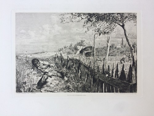 Original etching "On the Run" by Otto Greiner 1892, in mat - Picture 4 of 7
