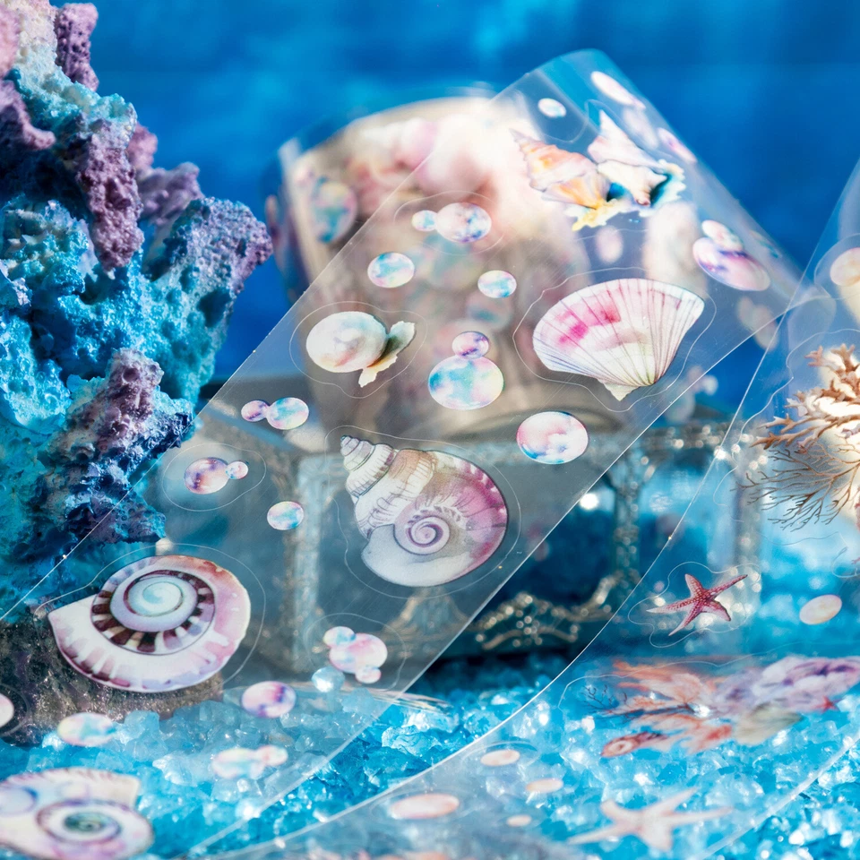 Ocean Biology Theme Pet Tape Stickers Scrapbook Papercraft Journals DIY Collage  - Image 2 of 4