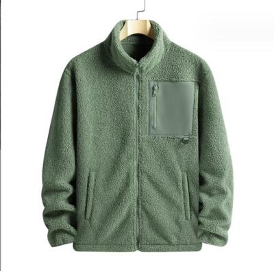 Men's Polar Fleece Jacket Casual CardiganThicken Stand Collar Zip