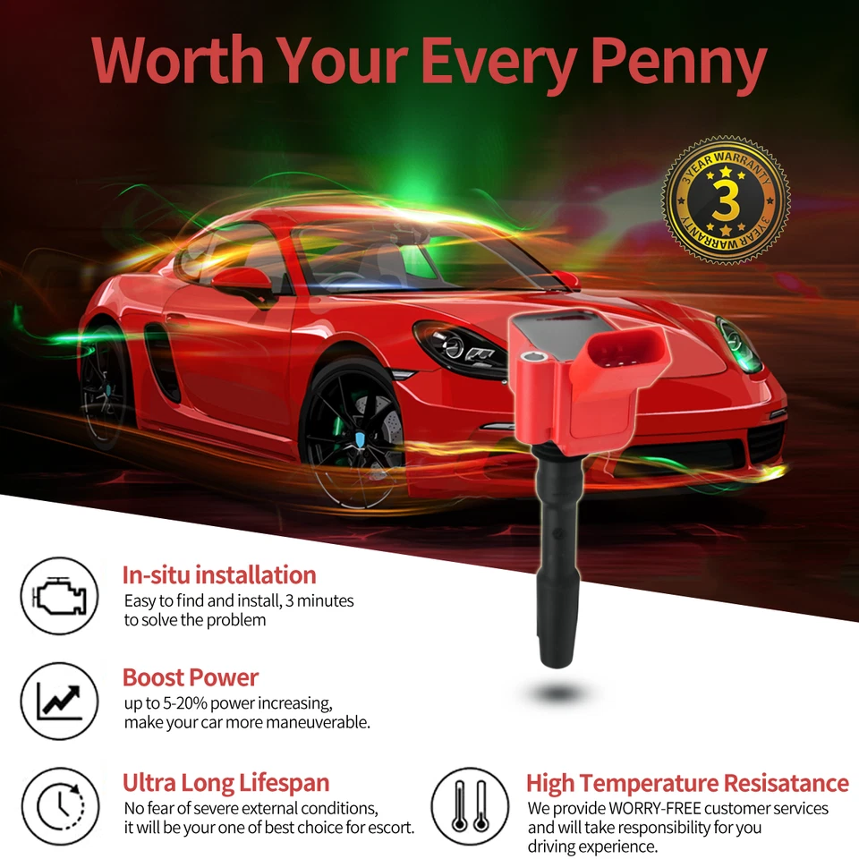 High performance Ignition Coil &Spark Plug for Audi A3 A5 Quattro Volkswagen Eos Foto 3 de 4