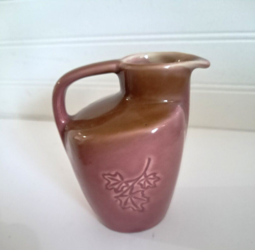 Brimaur New York Small Syrup Pitcher Creamer 4.25" Brown and Pink Maple Leaf - Picture 8 of 16