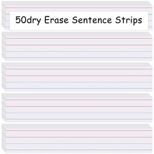 Cindeer 50 Sheet Dry Erase Sentence Strips for Teacher Ruled Sentence Strips ...