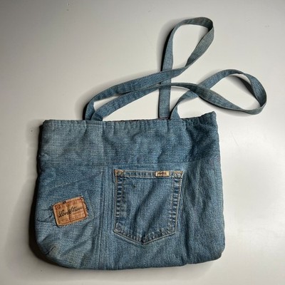 Vintage Levi s Denim Tote Bag Upcycled Blue Jean Shoulder Bag Unisex Authentic