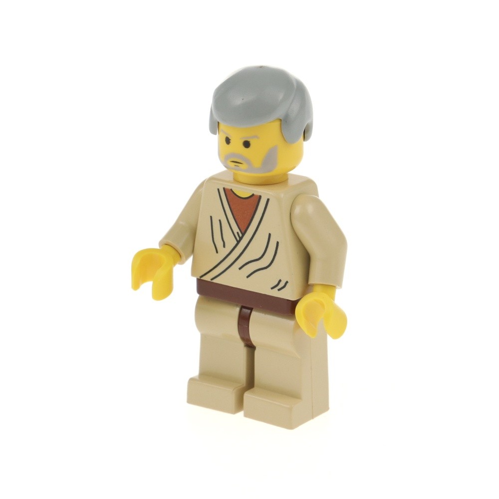 1x lego Mini Figurine Star Wars Obi-Wan Kenobi Old Head Yellow Hair Grey 7110