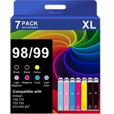 7-Pack 98 99 Ink Cartridges for Epson Artisan 700 710 725 730 800 810 835 837