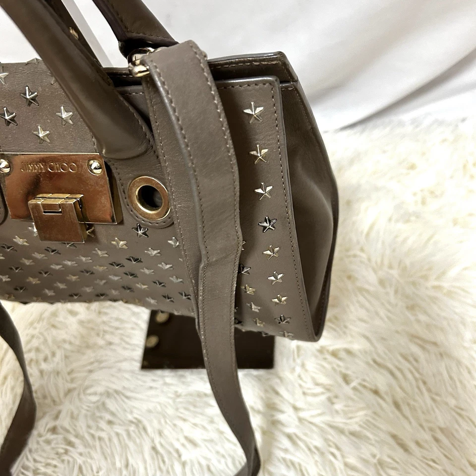 Jimmy Choo Riley S Beige Bolso de Hombro Bolso de Mano Tachuelas Estrella Bandolera Foto 4 de 4