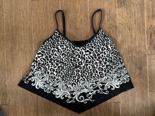 Carmen Marc Valvo Flyaway-Scarf Tankini Top Swimsuit Size Large Black - Bild 3 von 11