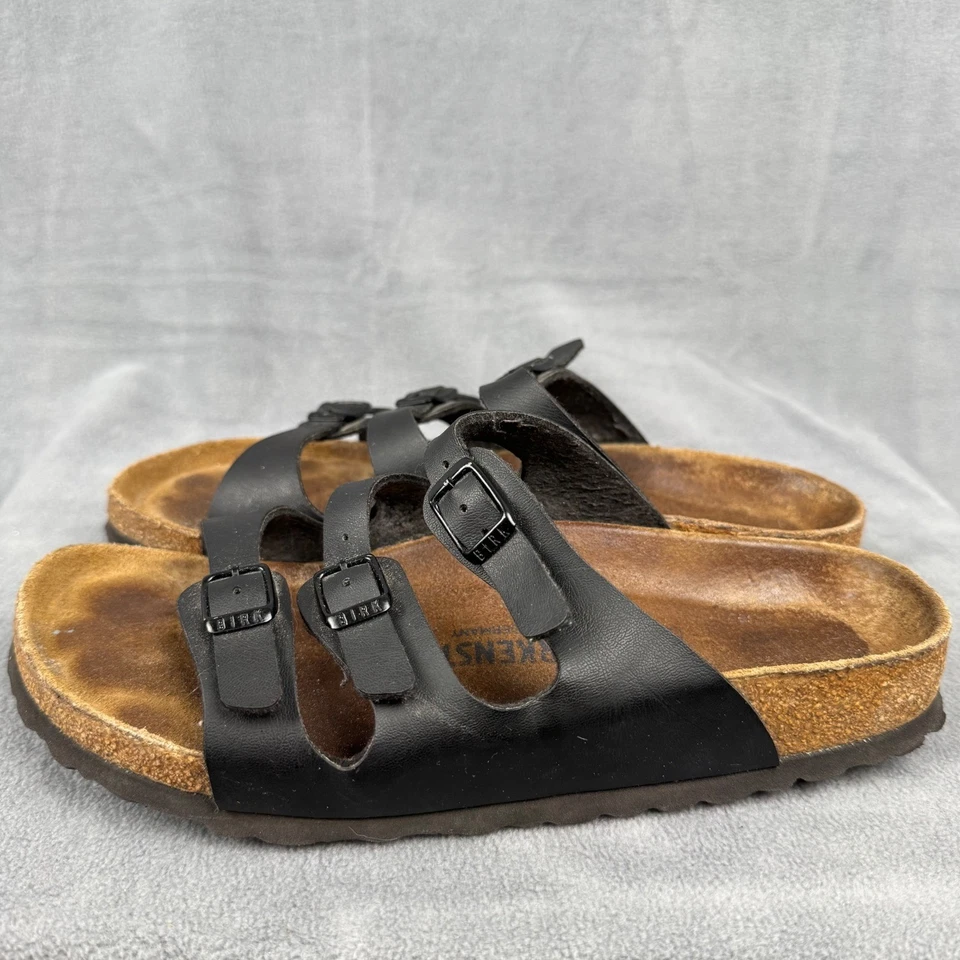 Sandalias Birkenstock Florida de cuero negro con triple correa plantilla de corcho 39 Foto 2 de 4