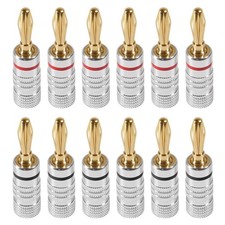 6 Pairs/12 Pcs Speaker Banana Plugs Audio Jack Connector  24k Gold Dual Screw...