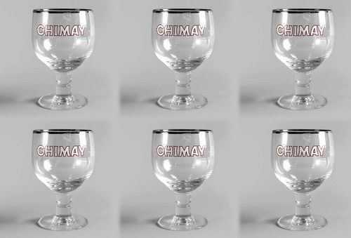 Chimay Silver Tone Rim Trappist Chalice Hainaut Belgium Beer Glass 50cl 6-Pack