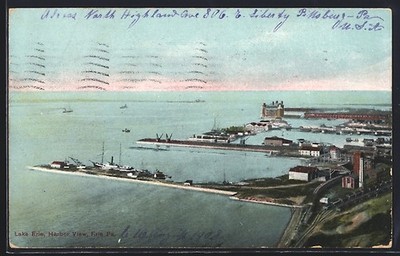 Erie, PA, Lake Erie, Harbor View, Ansichtskarte 1908 