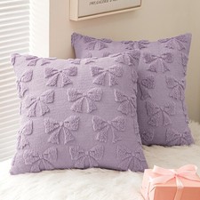 Light Purple Bow Pillow Covers Coquette Room Decor Aesthetic Set of 2 Spring ...