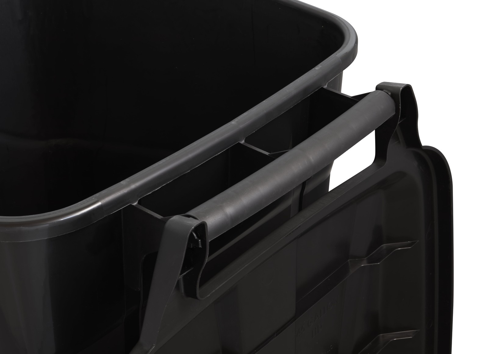 Hyper Tough 45 Gallon Wheeled Heavy Duty Plastic Garbage Can, Attached Lid,Black