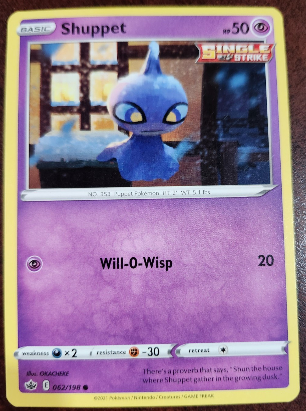 2021 POKEMON CARD SHUPPET BASIC 062/198 *