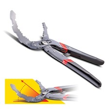 Powerbuilt Self-Adjust Oil Filter Pliers 30 Degree Angle Jaws 2-1/4 To 4-3/4