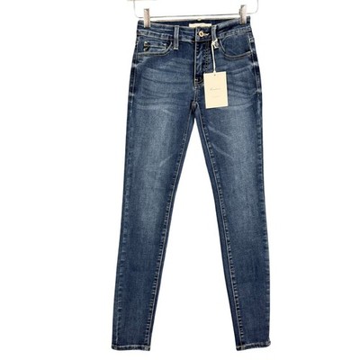 KanCan Jeans Womens 0 23 New Blue Mid Wash Skinny High Rise Denim KC11214CHD NWT