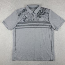 Tommy Bahama Polo Shirt Mens Large Gray Island Zone Performance Short Sleeve