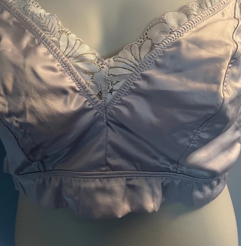 Bralette de malla de encaje satinado beige AERIE XXL correas ajustables Foto 2 de 4