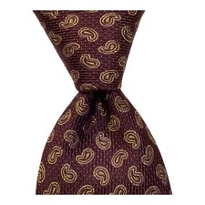 ROBERT GRAHAM Men's Silk Necktie 60 1/4" USA Designer PAISLEY Purple/Gold EUC