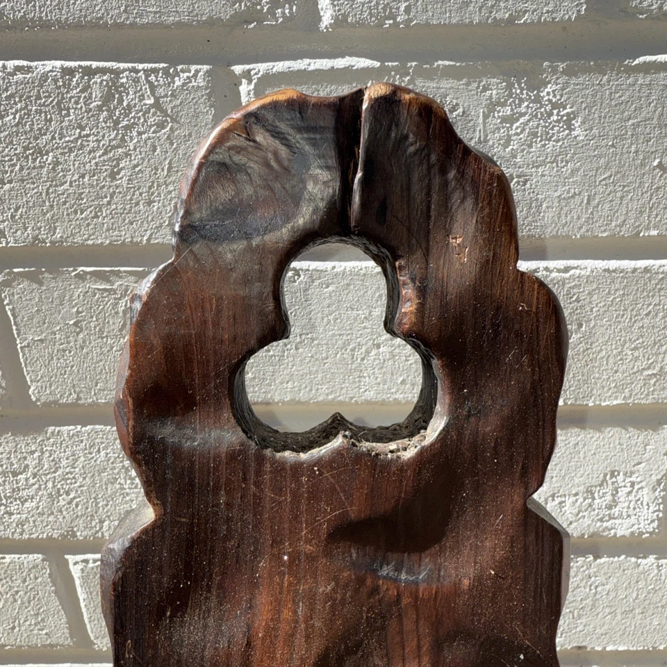 Antigua silla de parto africana/española primitiva, diseño trébol siglo XIX Foto 3 de 4