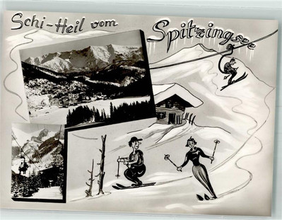 39929668 - 8162 Spitzingsee Cable Car Humor Ski Heil