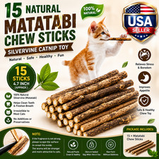 15 PCS Catnip Sticks Organic Cat Chew Toys Natural Plant Matatabi Silvervine USA