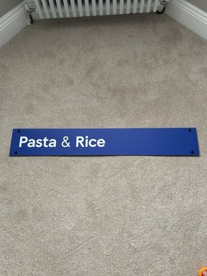 Original TESCO ''PASTA & RICE'' Ex Store Display Reklame Schild Tafel 110x17cm