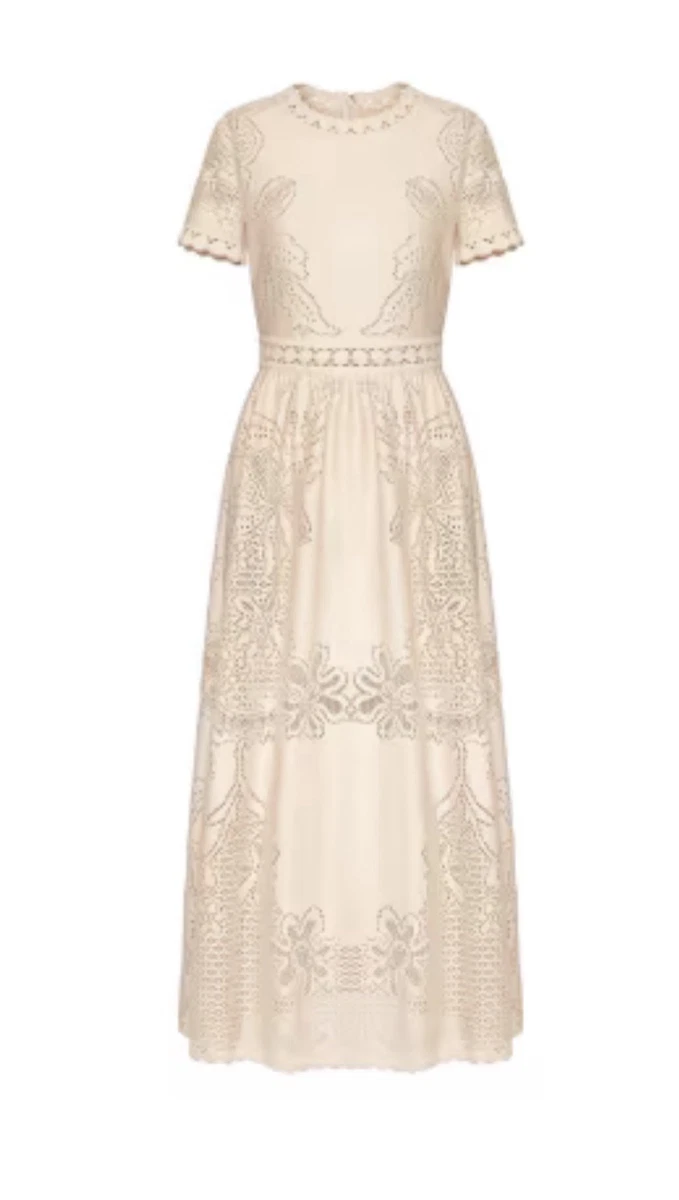 red valentino white crochet dress Red Valentino Vintage crochet-frill Dress | Neutrals