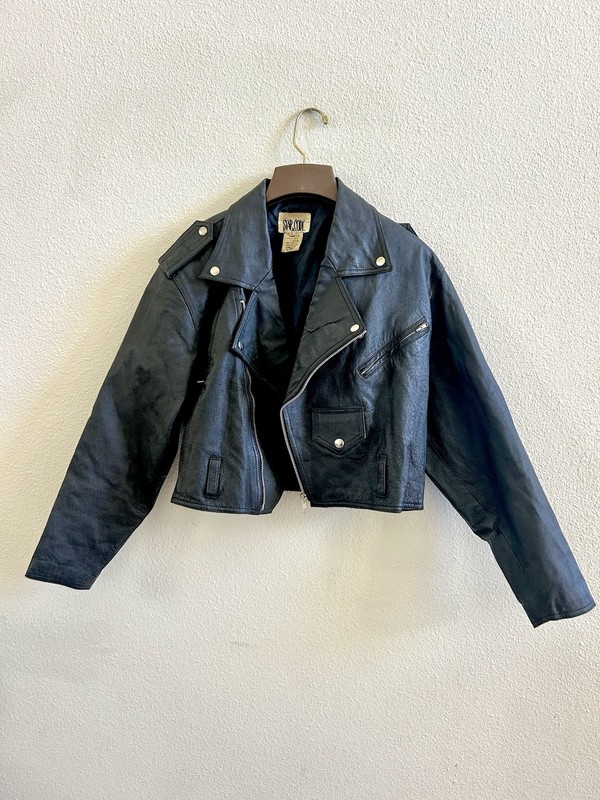 Vintage Star Cody 100% Leather Biker Jacket Black Women's Large