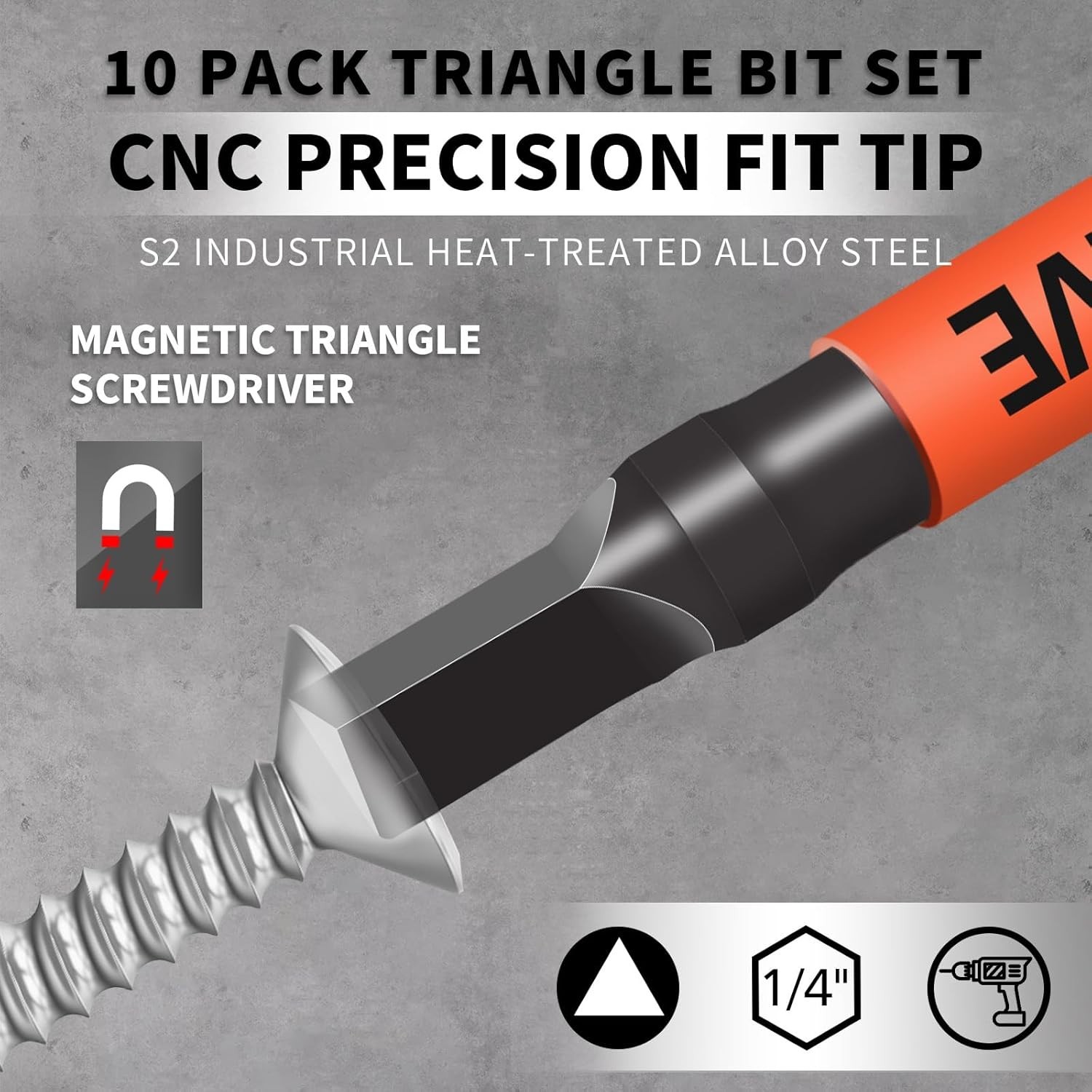 10-Pack Triangle Screwdriver Set - Premium S2 Steel Triangle Bit Set (2 ...