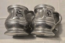 Vintage Gothic Looking Pewter Salt & Pepper Shakers 3" Tall
