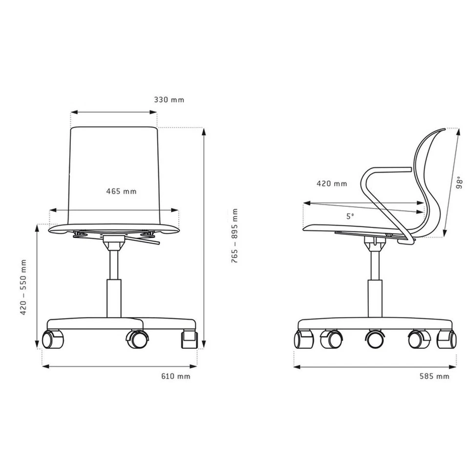 Flötotto Pro Chair Drehstuhl, Größe 6 - weiß ab 10 Jahre bis Erwachsener - NEU - Bild 4 von 4