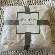 EDDIE BAUER HOME PLUSH SHERPA THROW 60”x70”" PINK - New In Package