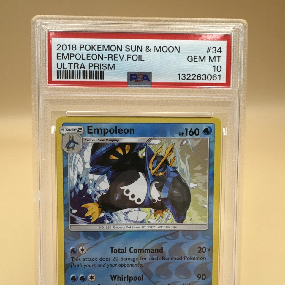 2018 Pokemon Sun & Moon Ultra Prism Empoleon Reverse Holo 34/156 PSA 10 Gem Mint - Image 2 of 4