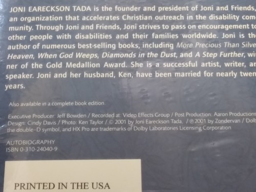 Joni Eareckson Tada "JONI" (25th Anniversary) 8 Cassette Tape Set Audiobook New - Picture 8 of 13