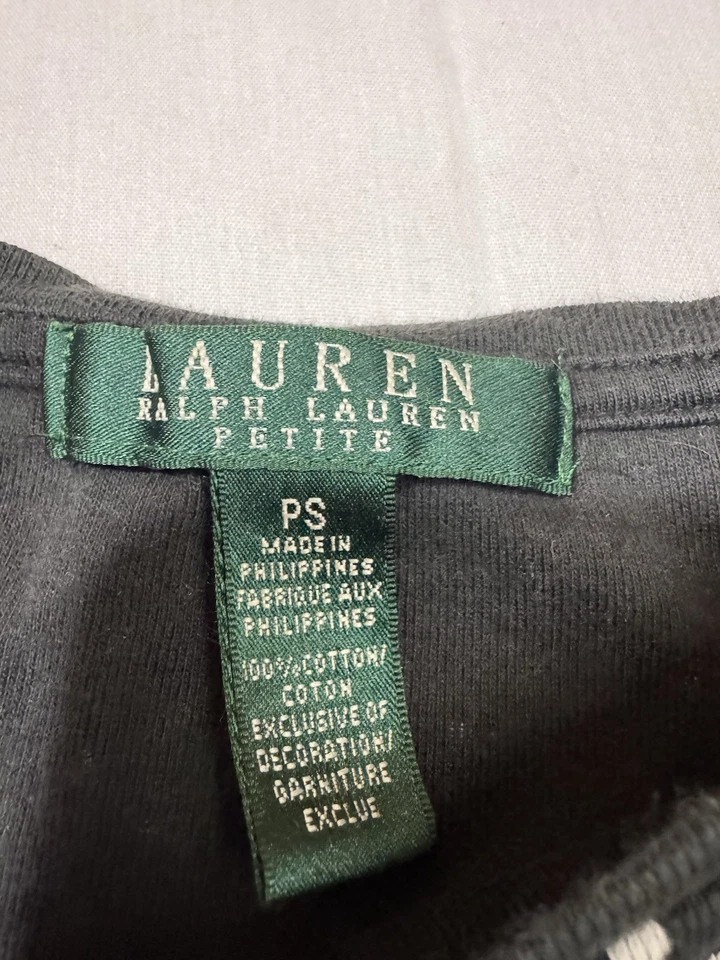 Lauren Ralph Lauren Petite Negro Blanco Lunares Manga Corta Pequeño Foto 4 de 4