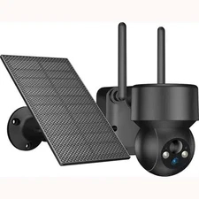 ieGeek 2K Solar Outdoor Surveillance Camera, Night Vision and Alarm,PTZ Camera