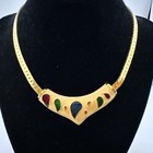 Vintage Enamel Choker Necklace Gold Tone — photo 1