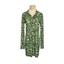 Zara green floral long sleeves mini dress size Medium