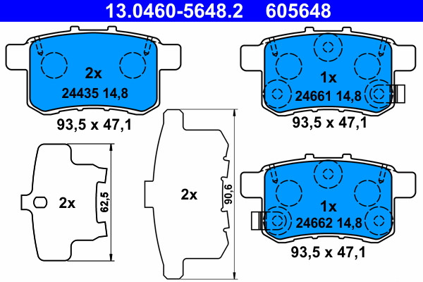 Rear ATE 13.0460-5648.2 Brake Pad Set, disc brake for HONDA