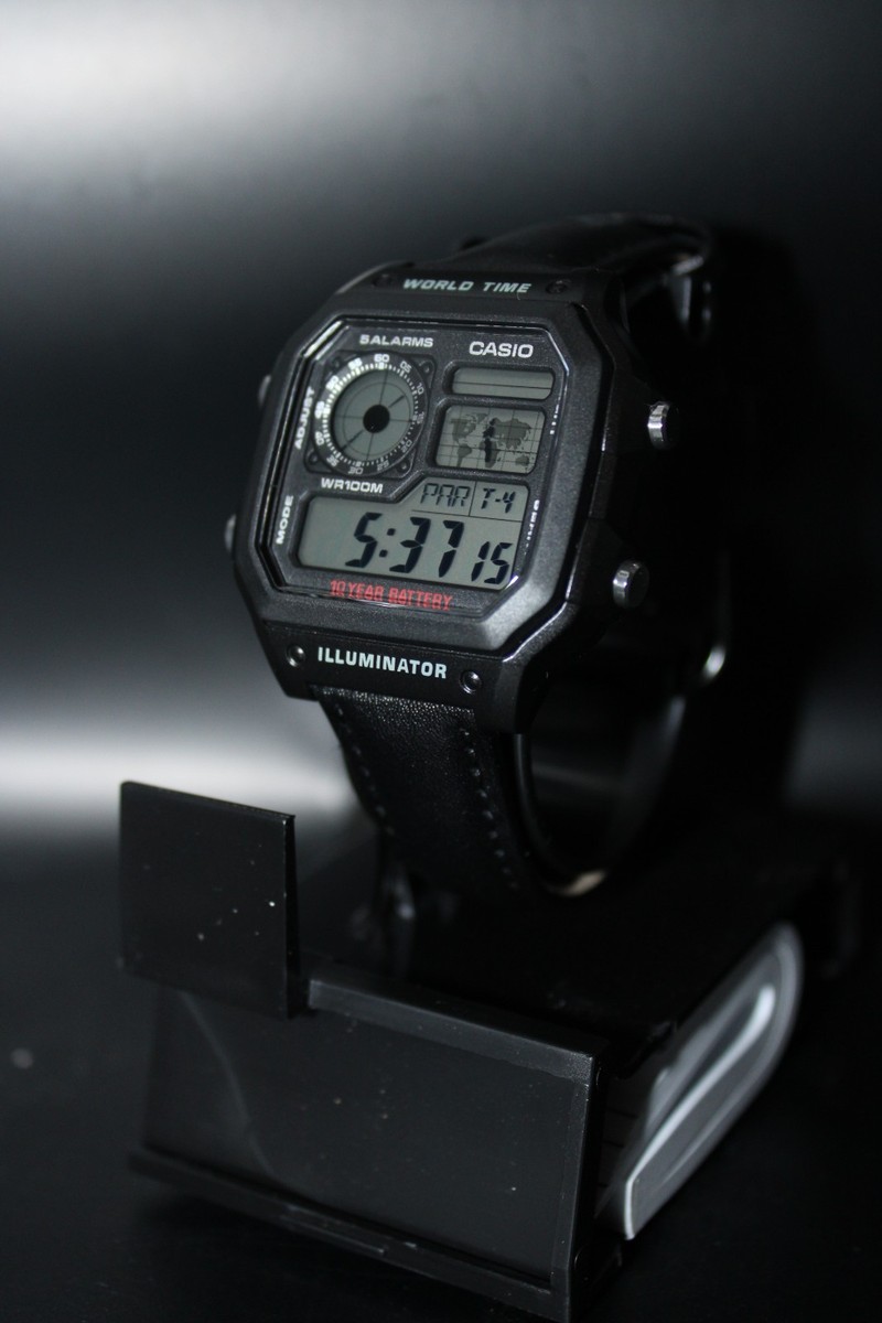 時計 Casio AE1200Custom ALL BLACK Black Leather Casio AE1200 - Brand New Custom | eBay