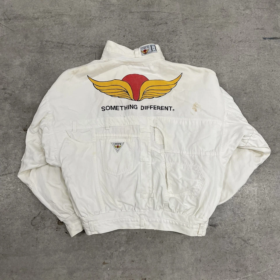 Chaqueta Denim Bomber Vintage Pepe Jeans Mediana Blanca Reversible Años 90 Muestra 1 de 1 Foto 3 de 4