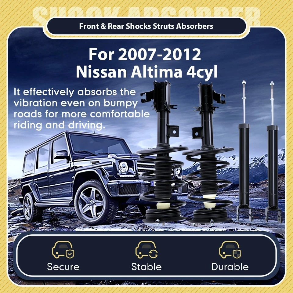 Amortiguadores delanteros y traseros 4 piezas para Nissan Altima 2007-2012 4cyl Foto 3 de 4