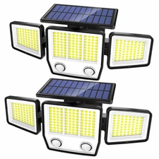 Solar Motion Sensor Outdoor Lights - 3000LM LED Outdoor Motion Lights with Du...