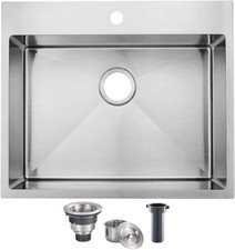 SHACO 25X22 Inch Drop in Kitchen Sink, Top Mount 16 Gauge 304 Stainless Steel 8