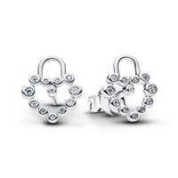 Pandora Ohrstecker Funkelndes Herz VorhäNgeschloss Silber 294419C01