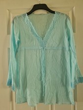 M&S Women’s Turquoise Beach Cover Up Size 10 Lightweight Kaftan Holiday Swim