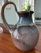  Bill Campbell Studio Art Pottery Blue/Purple Drip Glaze Pitcher