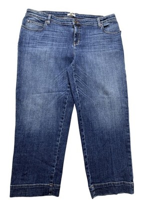 Eileen Fisher Womens Size 16W Blue High Rise Stretch Denim Relaxed Capri Jeans