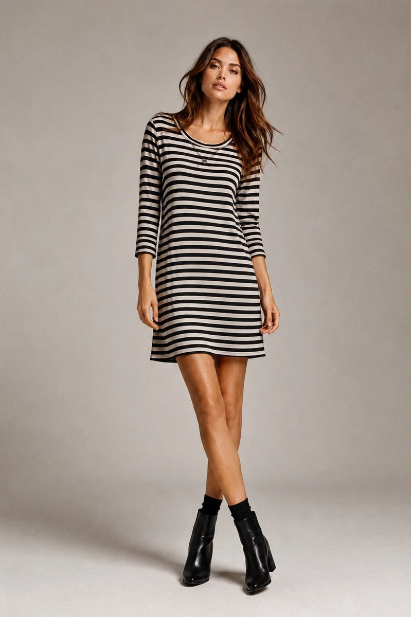 marc jacobs striped mini dress Marc by Marc Jacobs Black and silver lurex striped mini dress - size UK 8 Polyester ref.1750049